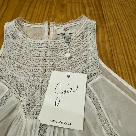 NWT Joie Women Size XS Seta Tank Porcelain Lace Boho High Neck Sheer Femme - Picture 6 of 11